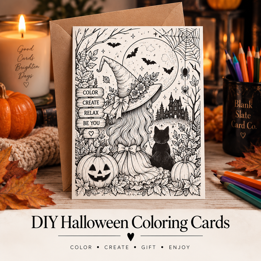 DIY Halloween Coloring Cards – Creative Greeting Cards for Adults & Kids
