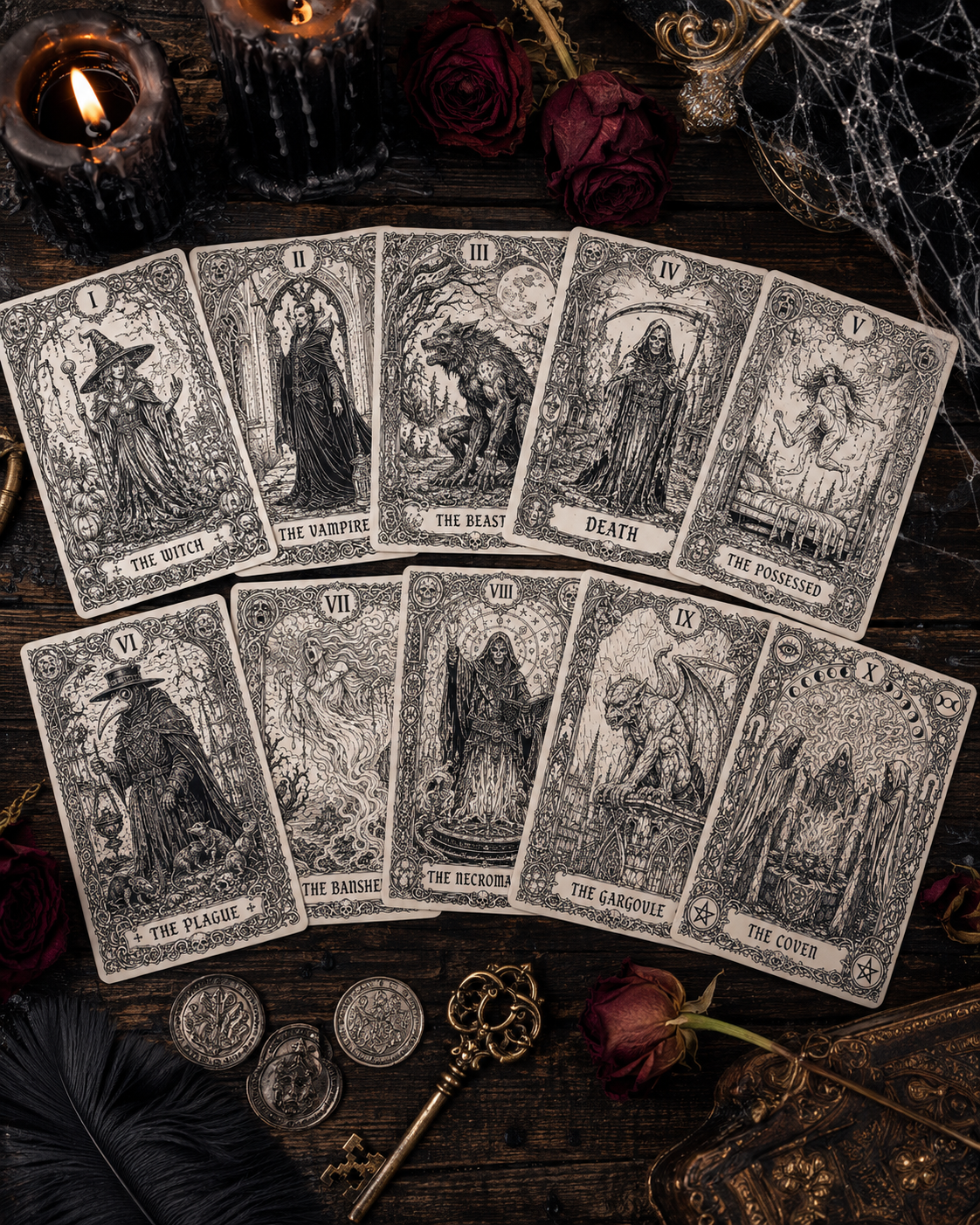 Dark Fantasy Tarot Card Collection| 5x7 DIY Adult Coloring Set