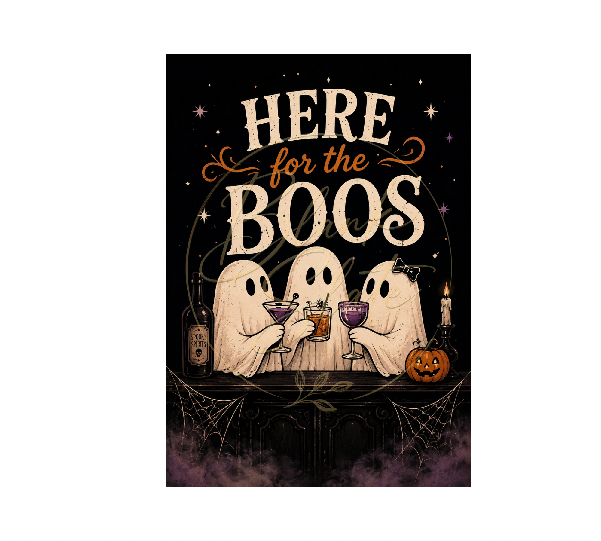 Here For The Boos | Funny Ghost Halloween Card With Envelope | Blank 5x7 Card