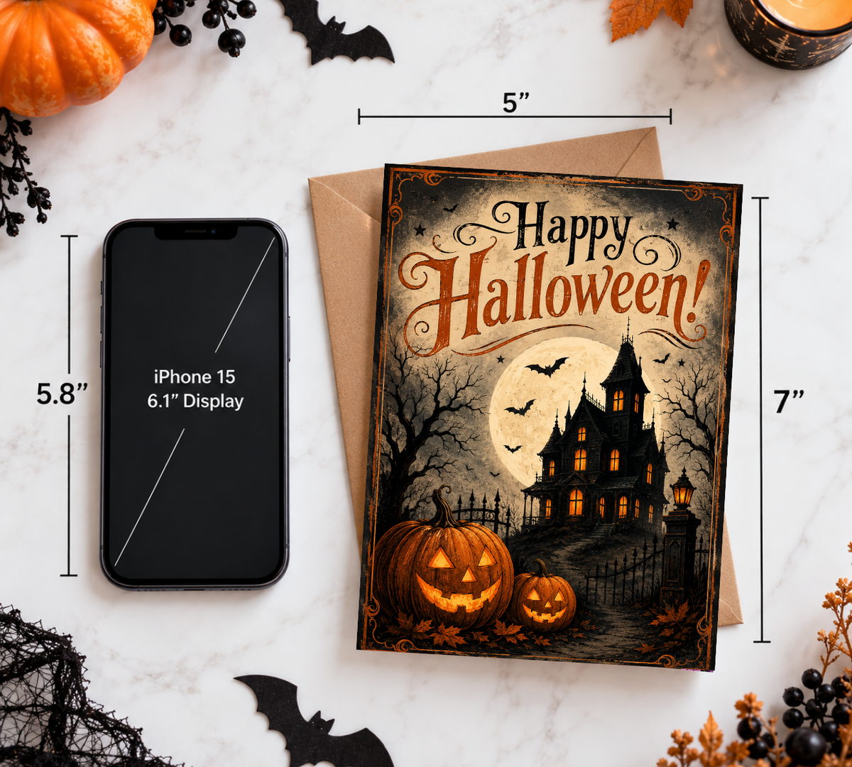 Hocus Pocus | Spooky Halloween Greeting Card Stationery | Blank 5x7 Card With Envelope
