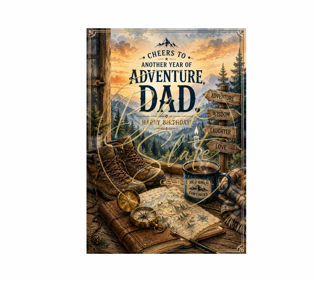 Dad Birthday Card | Adventure Birthday Greeting Card for Dad | Mountain & Outdoors Design | Blank 5x7 Card For Dad