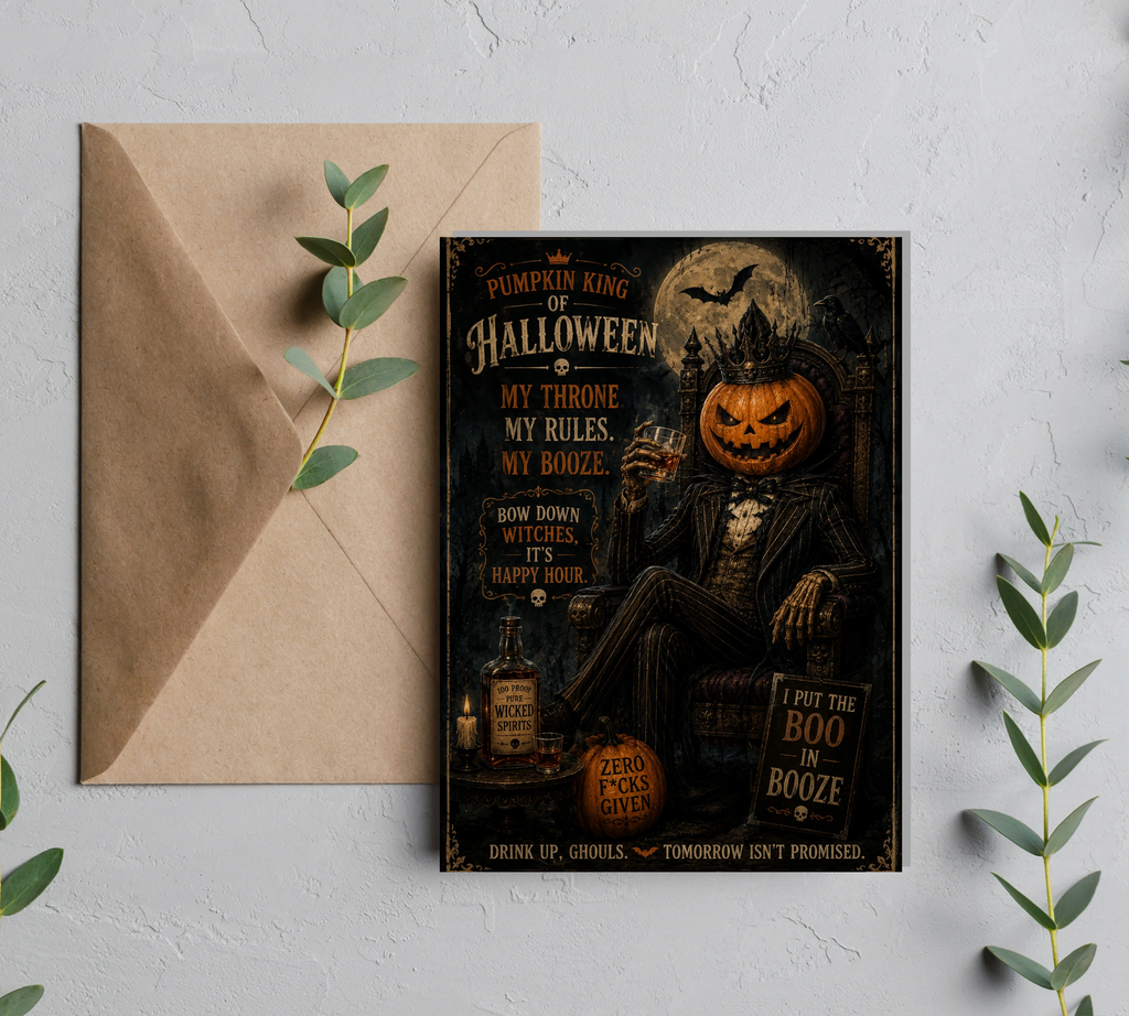 Pumpkin King Halloween Greeting Card with Envelope – Blank 5x7 Card