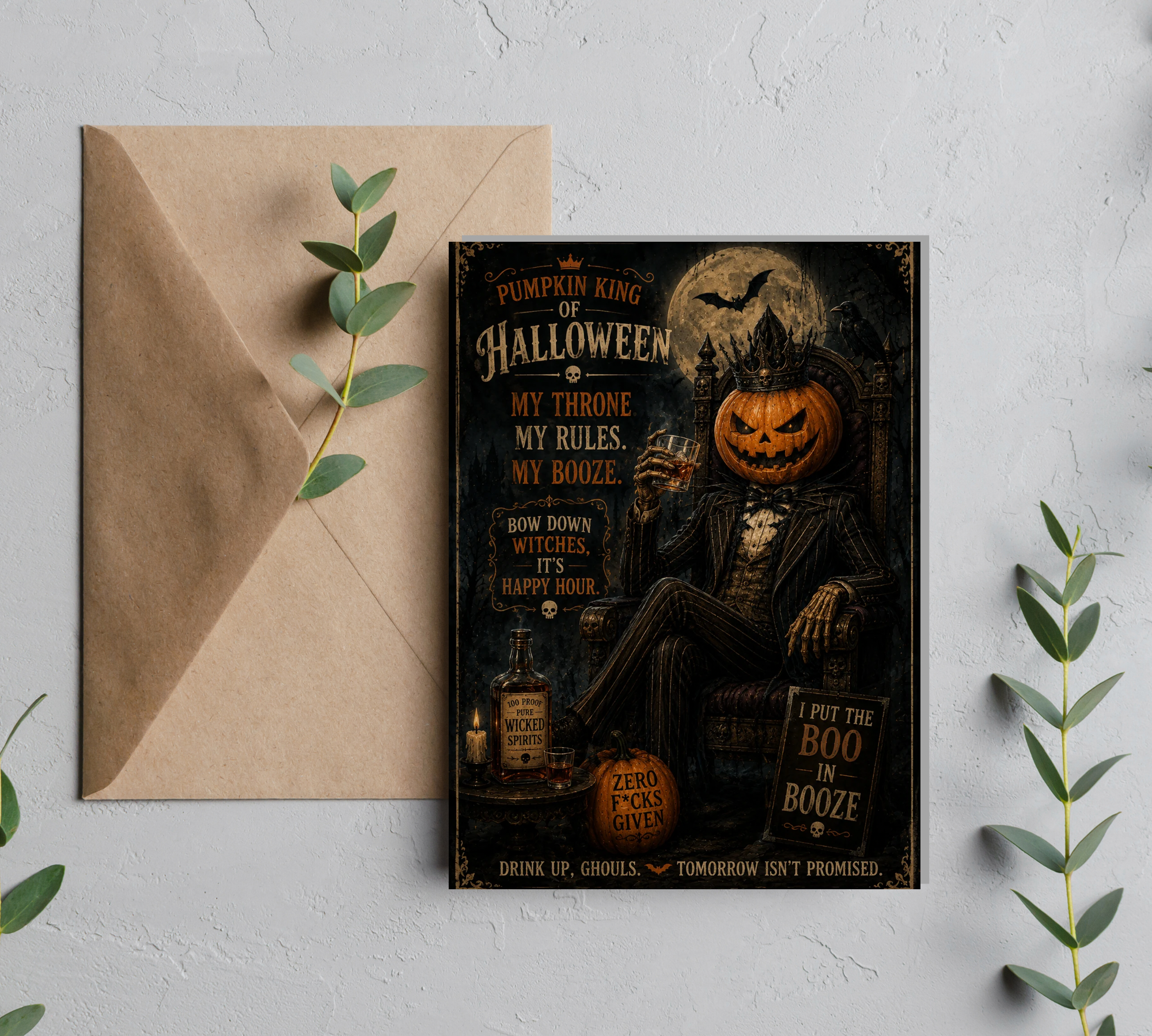 Pumpkin King Halloween Greeting Card with Envelope – Blank 5x7 Card