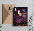 Spooky Ghost Halloween Greeting Card with Envelope – Blank 5x7 Card