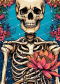 Skeleton & Bloom | Gothic Floral Skeleton Halloween Greeting Card | Blank 5x7 Card With Envelope