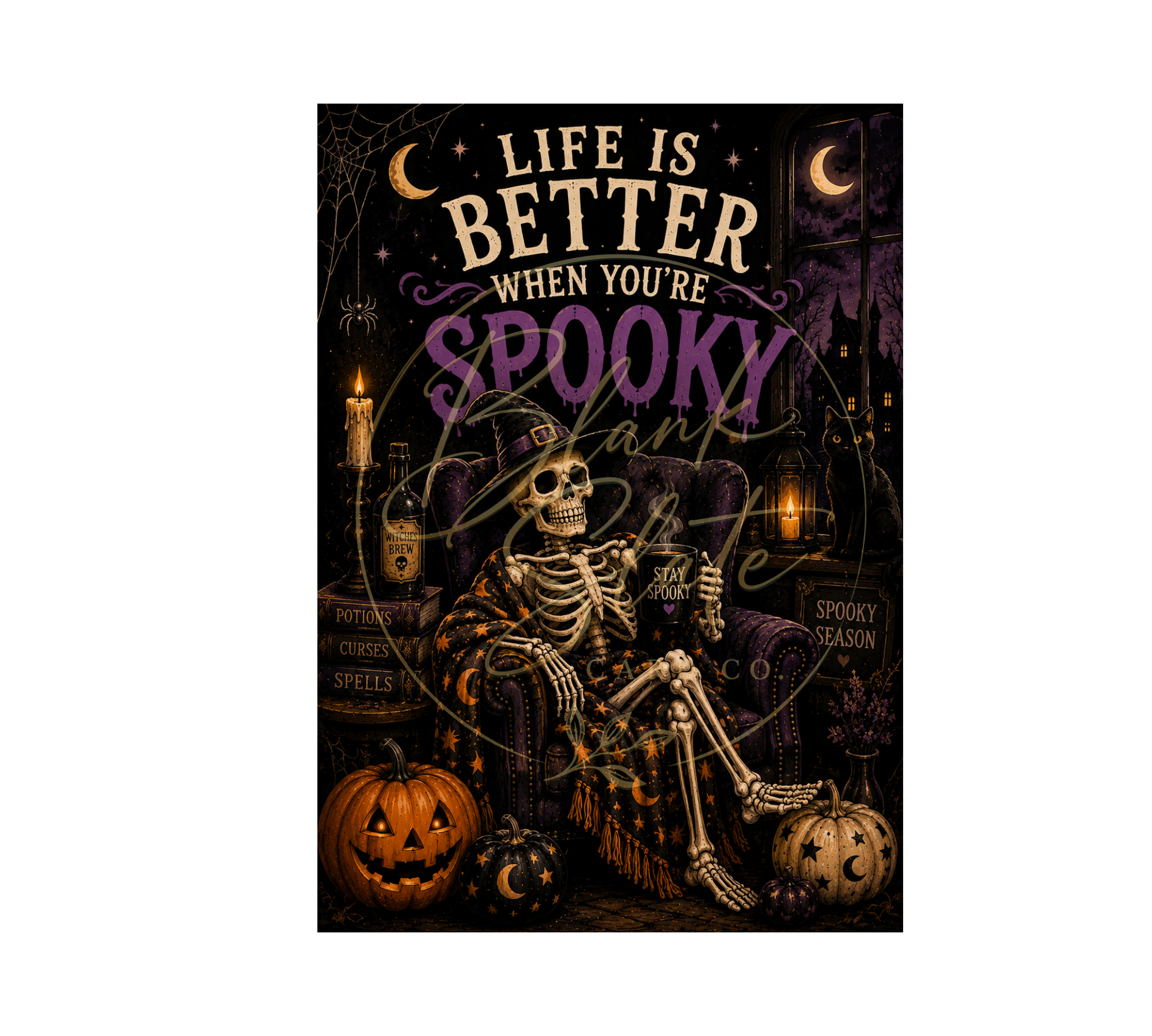 Life Is Better When You’re Spooky | Funny Skeleton Halloween Greeting Card With Envelope | Blank 5x7 Card