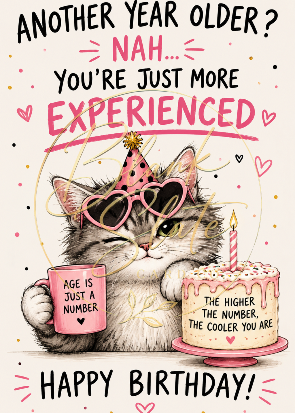 You’re Just More Experienced Funny Cat Birthday Card | Birthday Greeting Card | Blank 5x7 Card With Envelope