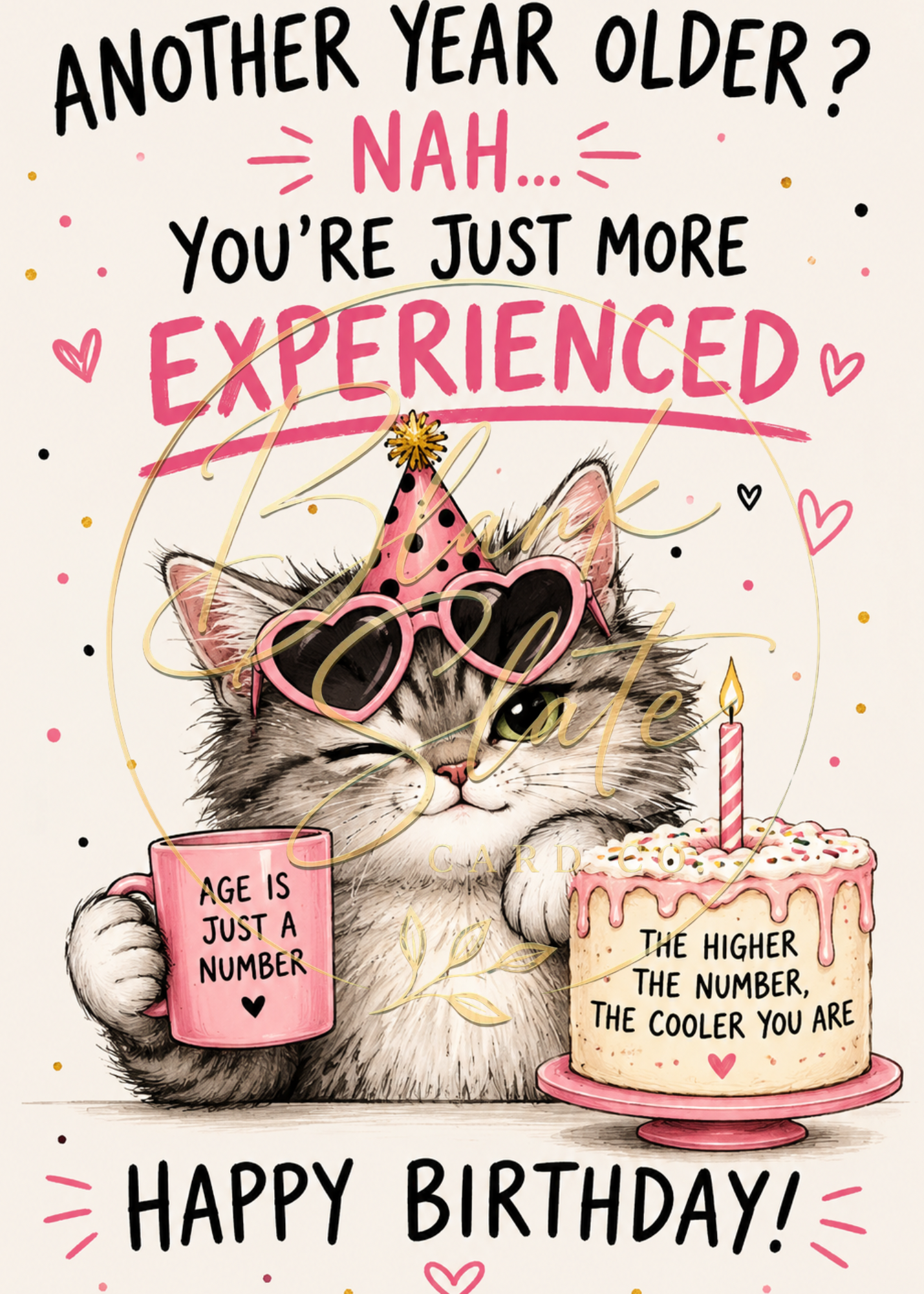 You’re Just More Experienced Funny Cat Birthday Card | Birthday Greeting Card | Blank 5x7 Card With Envelope