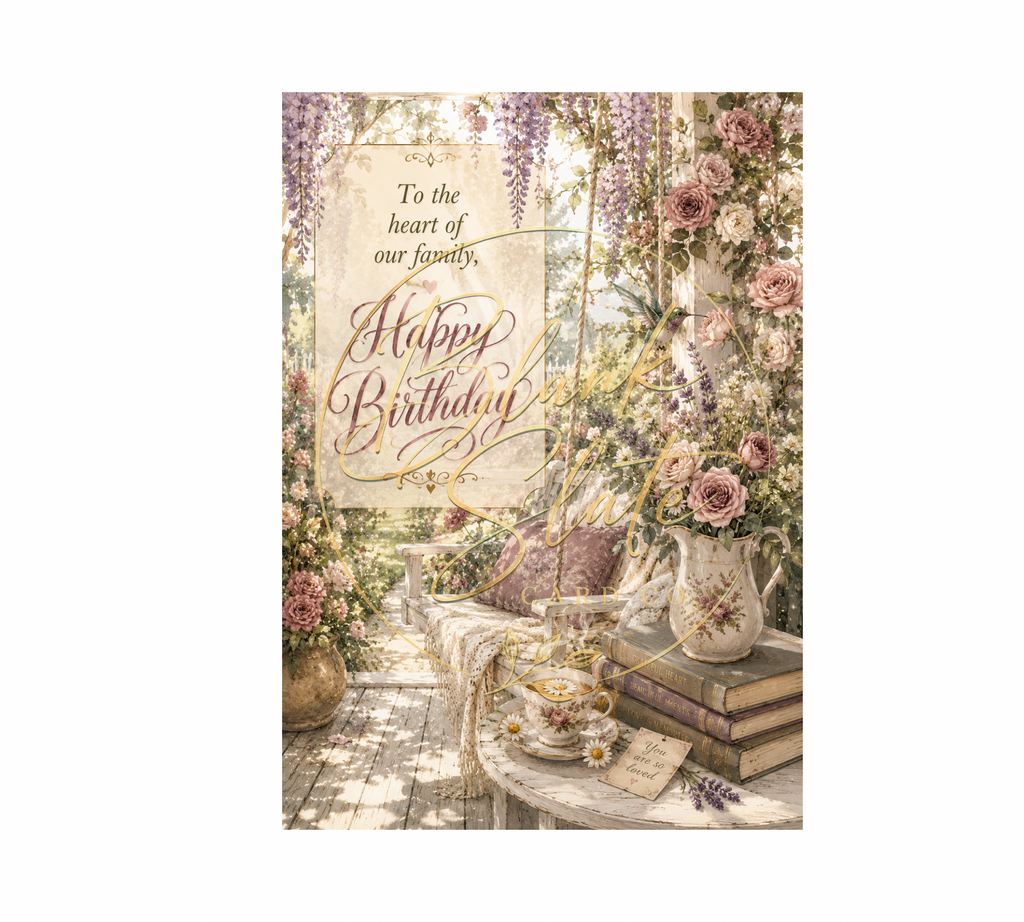 Elegant Garden Birthday Card | Floral Hummingbird Birthday Greeting Card | Blank 5x7 Card For Mom