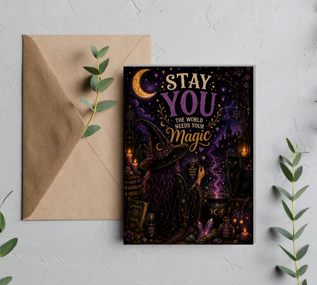 Stay You – The World Needs Your Magic | Witchy Inspirational Halloween Greeting Card