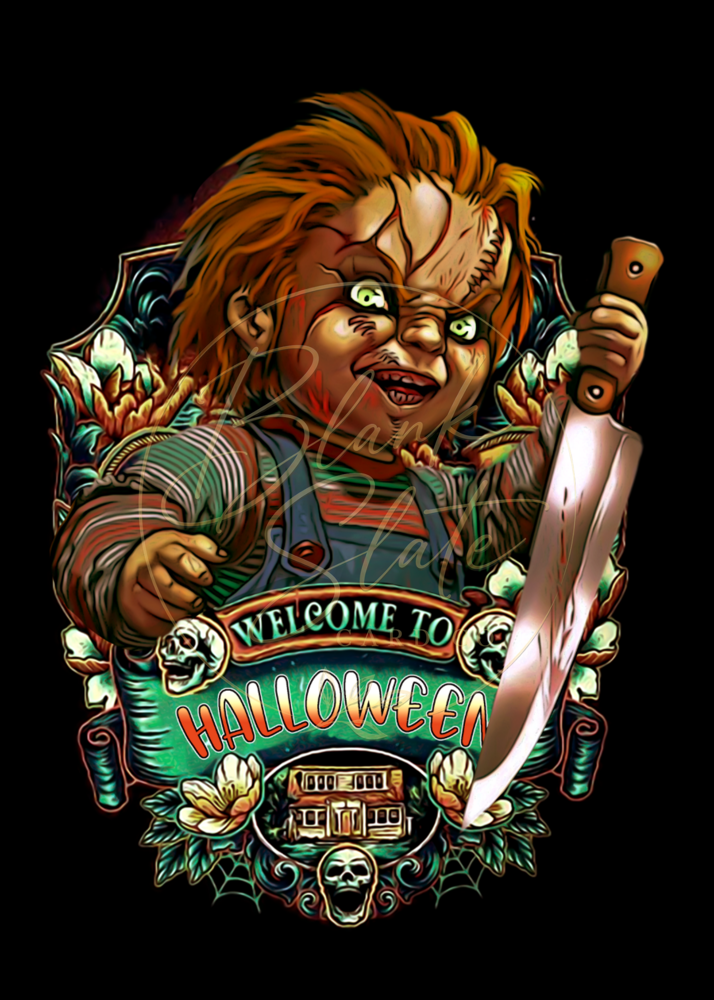 Chucky Horror Legends |  Halloween Greeting Card | Blank 5x7 Card With Envelope