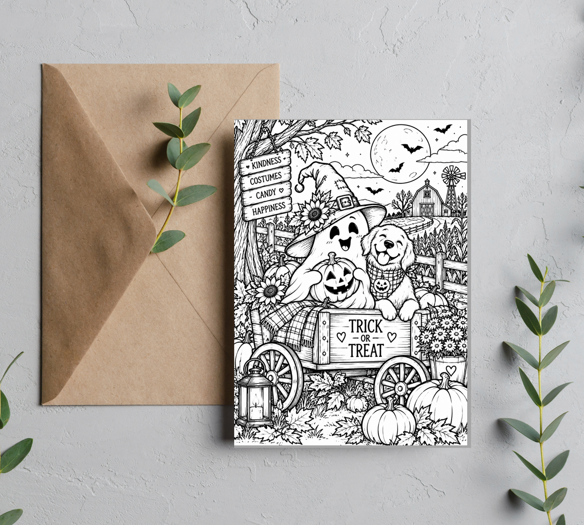 Blank Slate Card Co. Halloween coloring card product image