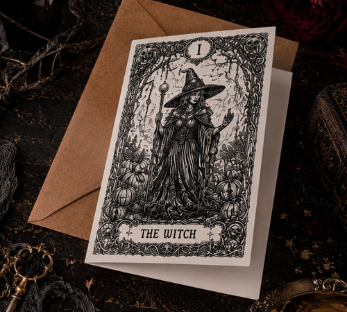 Dark Fantasy Halloween Tarot Cards Collection | DIY Adult Gothic Coloring Cards Set With Envelopes | Blank 5x7 Cards