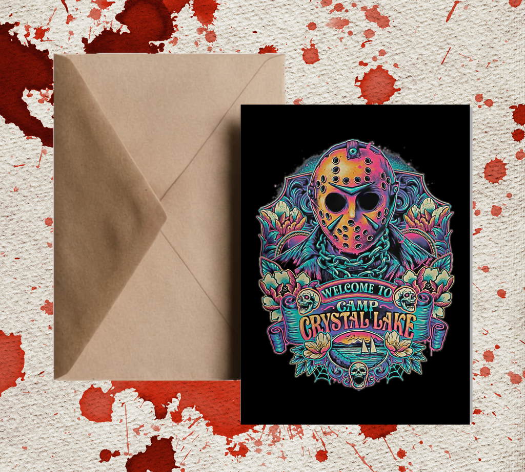 Jason Voorhees Camp Crystal Lake Halloween Horror Legends | Halloween Greeting Card | Blank 5x7 Card With Envelope