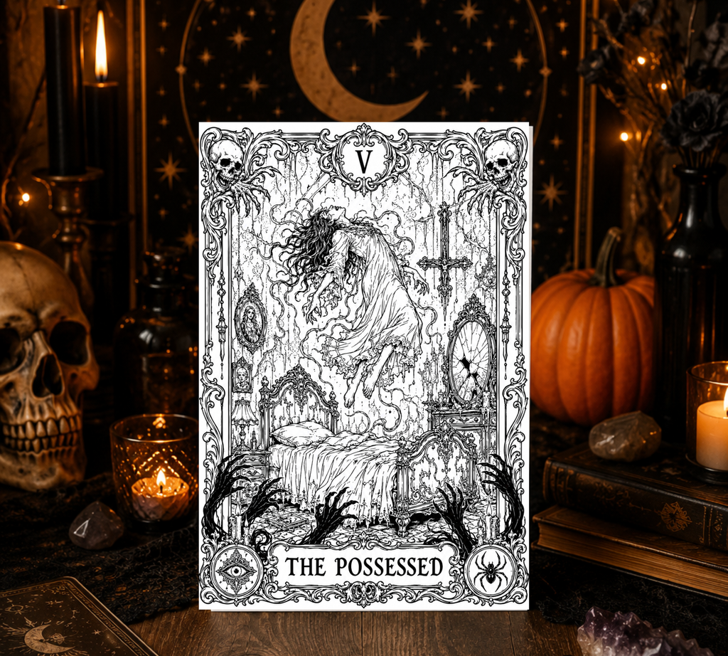 Dark Fantasy Halloween Tarot Cards Collection | DIY Adult Gothic Coloring Cards Set With Envelopes | Blank 5x7 Cards