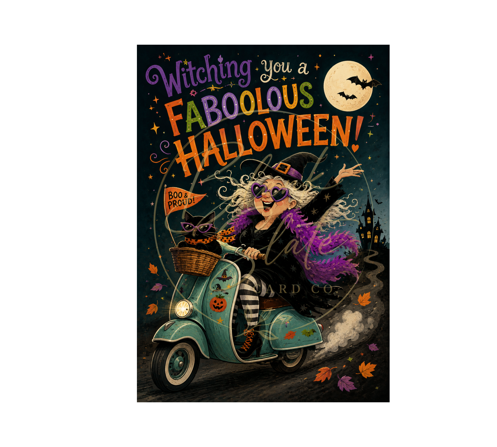 Witching You a Faboolous Halloween | Funny Halloween Greeting Card | Blank 5x7 Card