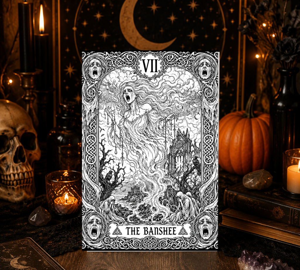 Dark Fantasy Halloween Tarot Cards Collection | DIY Adult Gothic Coloring Cards Set With Envelopes | Blank 5x7 Cards