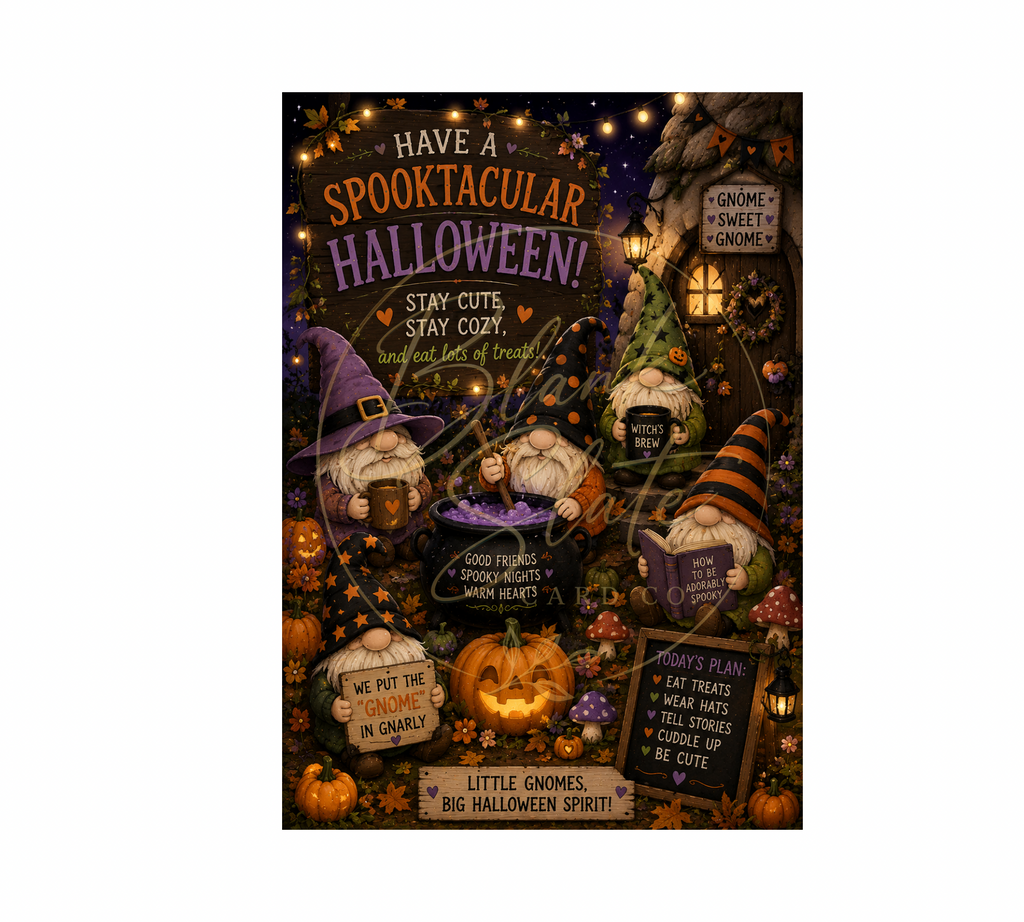 Gnomies Potions Party | Halloween Greeting Card With Envelope | Blank 5x7 Card