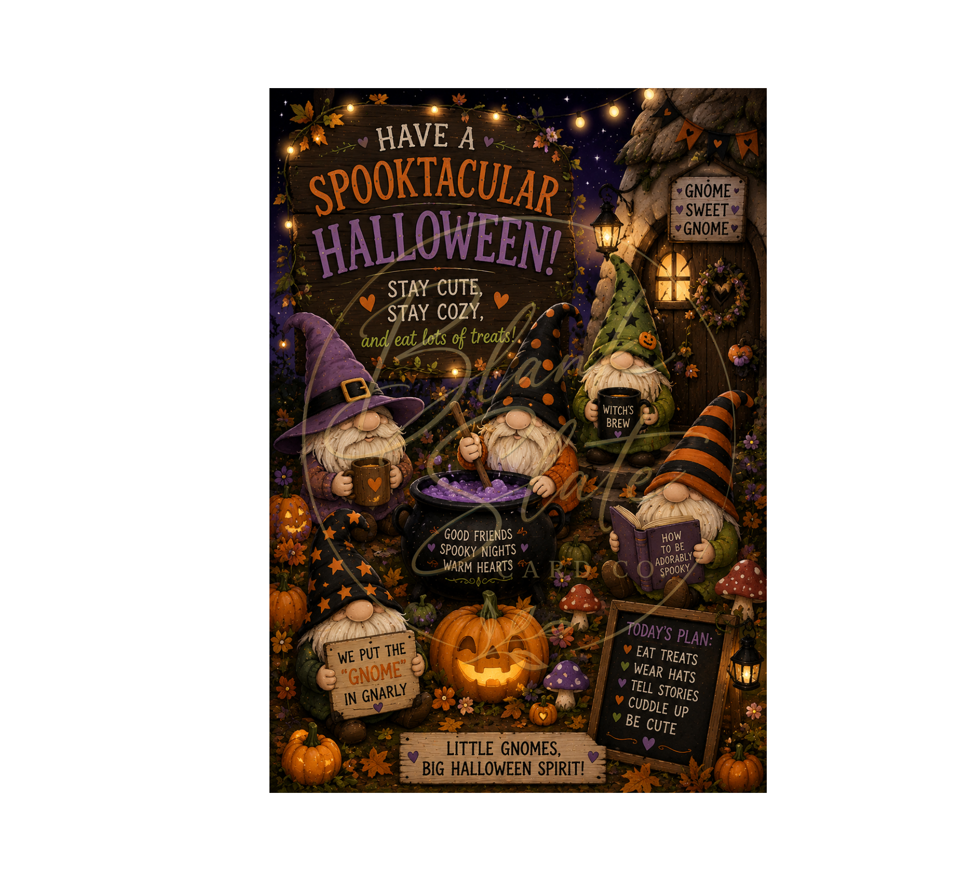 Gnomies Potions Party | Halloween Greeting Card With Envelope | Blank 5x7 Card