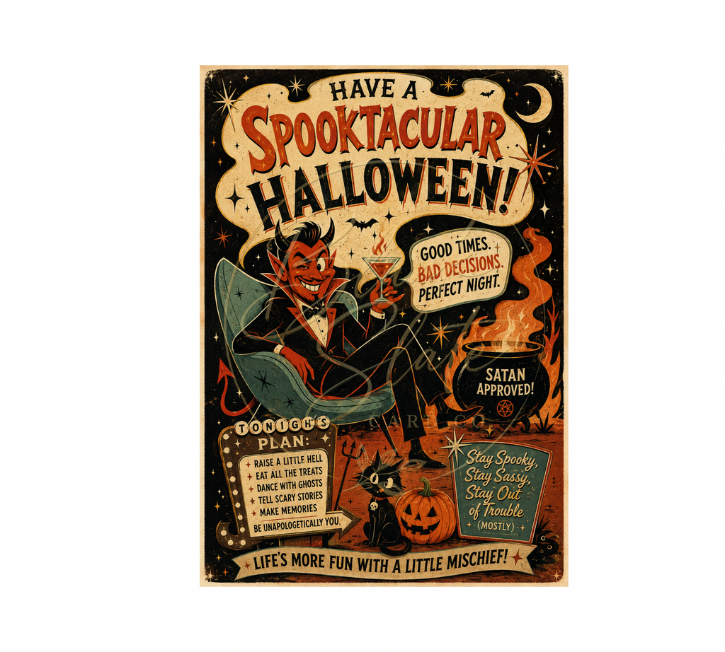 Have A Spooktacular Halloween From The Devil | Funny Adult Halloween Greeting Card With Envelope | Blank 5x7 Card