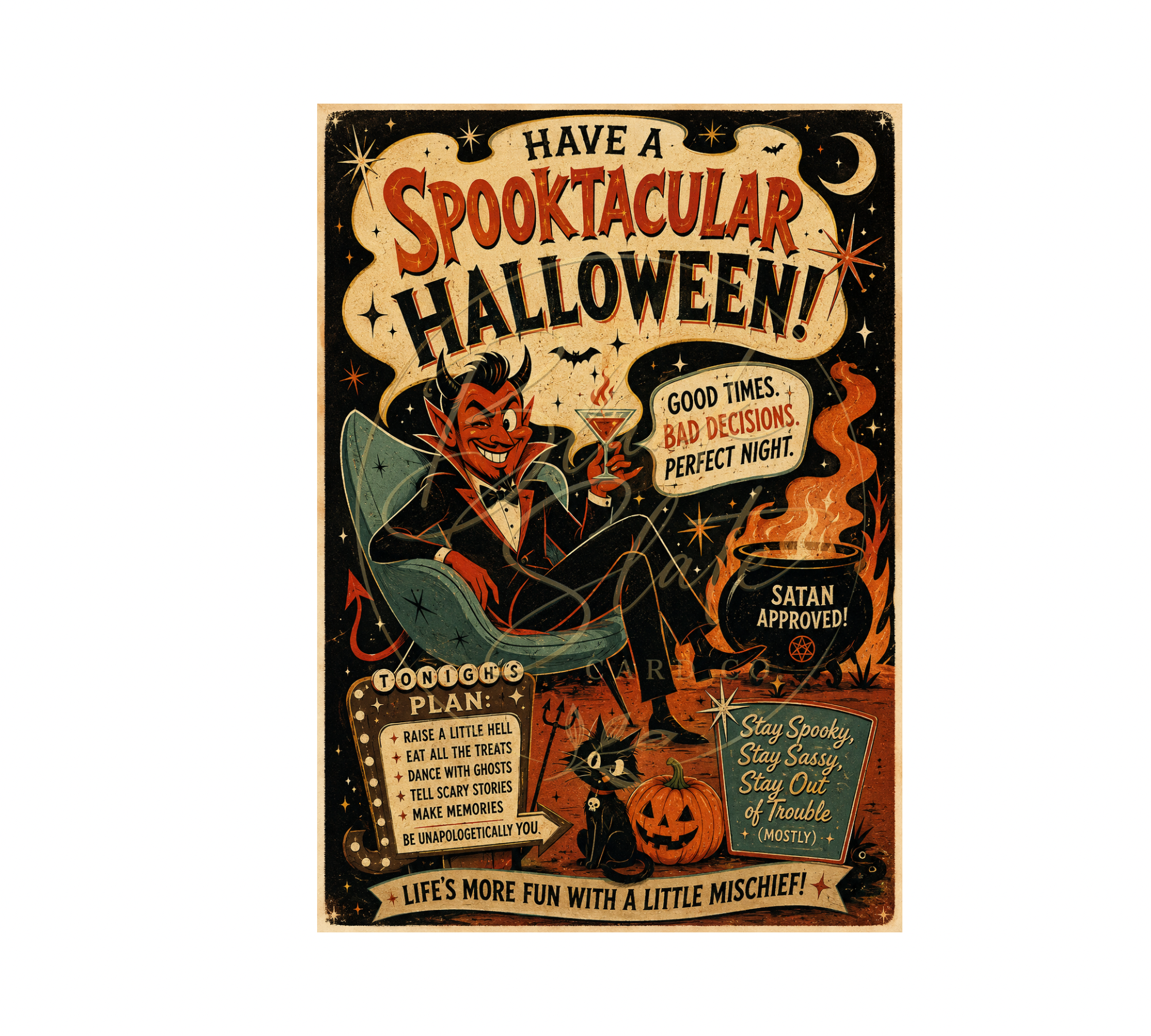 Have A Spooktacular Halloween From The Devil | Funny Adult Halloween Greeting Card With Envelope | Blank 5x7 Card