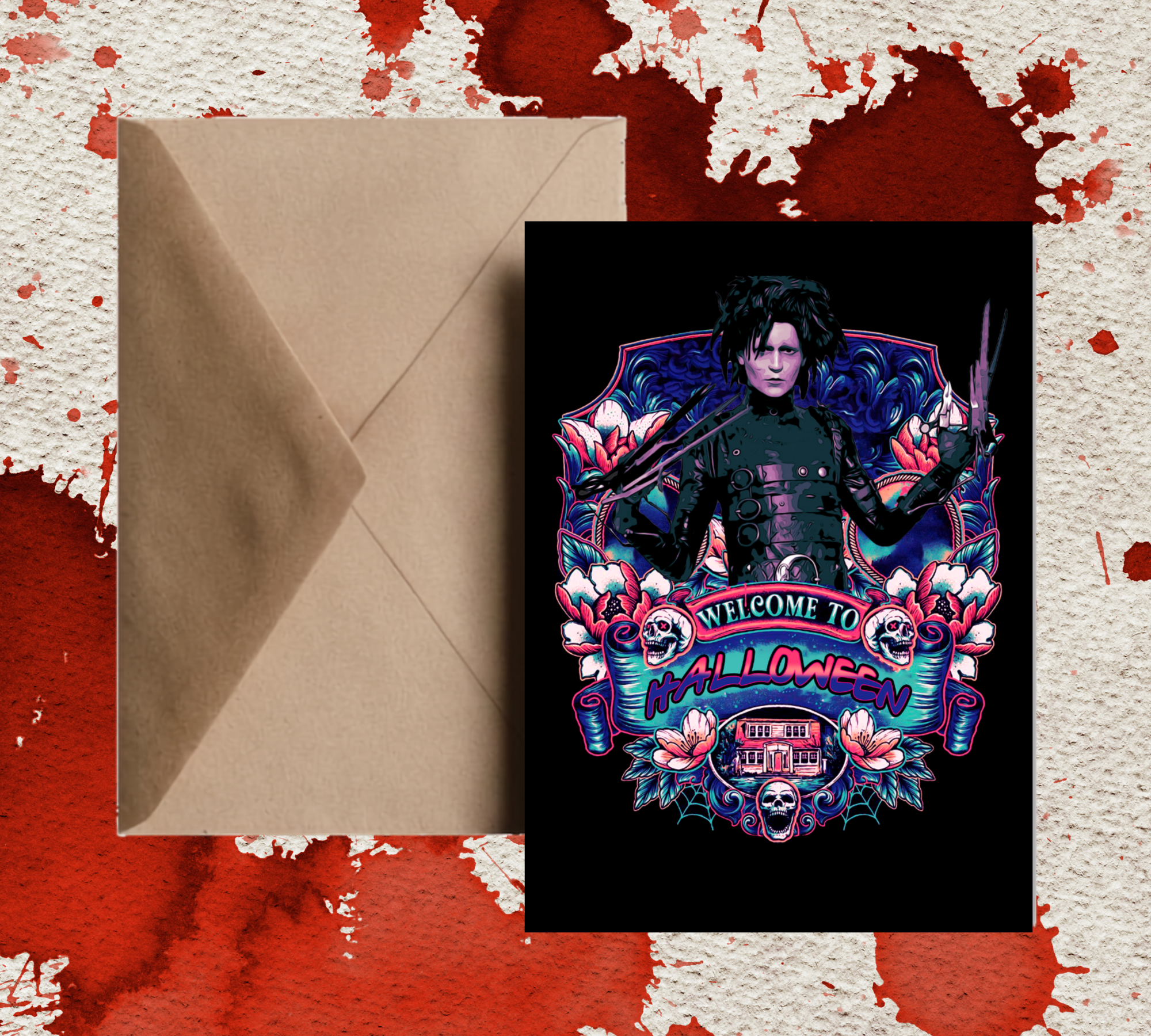 Edward Scissorhands Horror Legends | Halloween Greeting Card | Blank 5x7 Card With Envelope