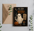 Just Here for the Boos - Funny Halloween Greeting Card with Envelope, Blank 5x7 Card