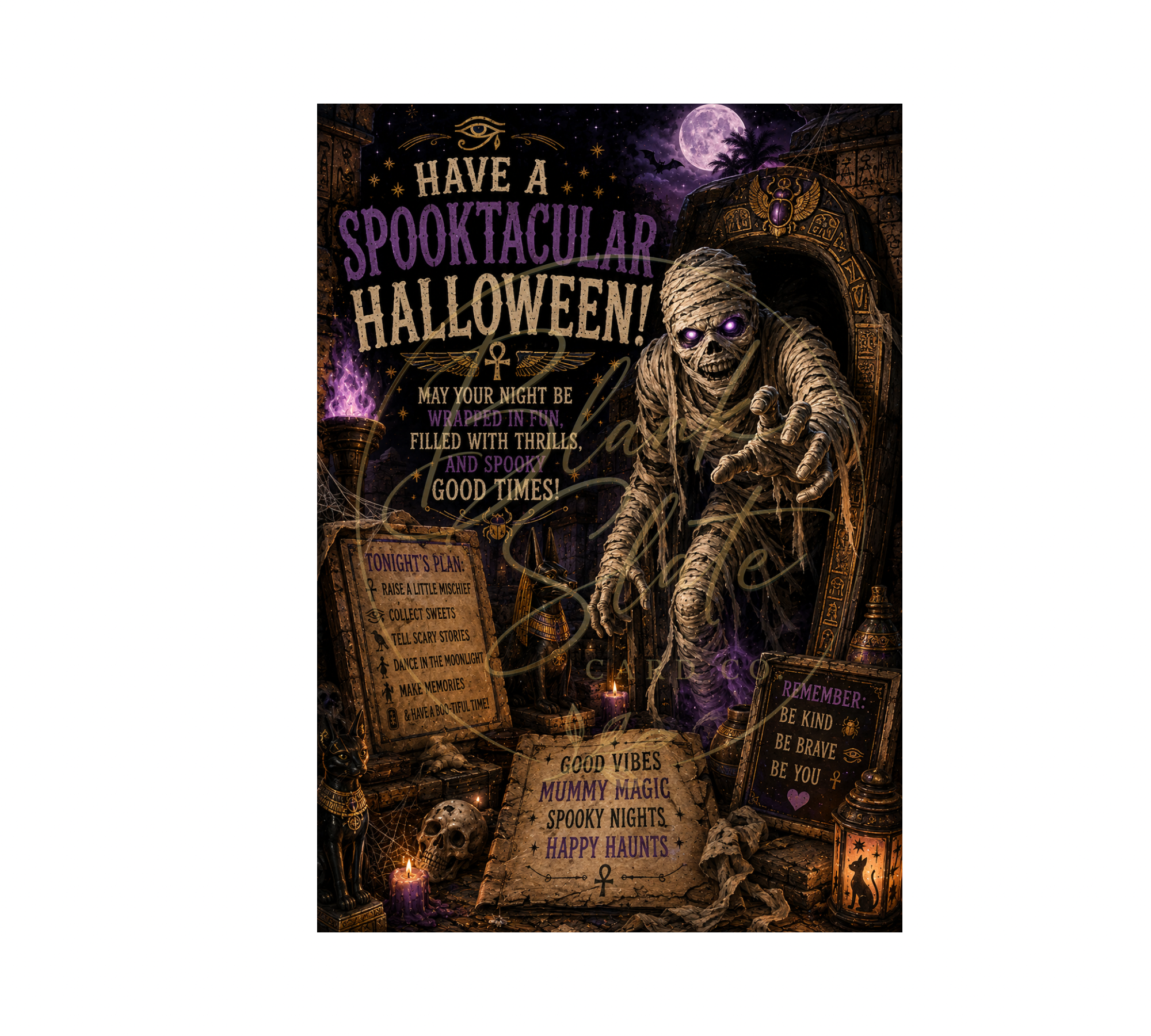 Have a Spooktacular Halloween | Funny Mummy Halloween Greeting Card With Envelope | Blank 5x7 Card