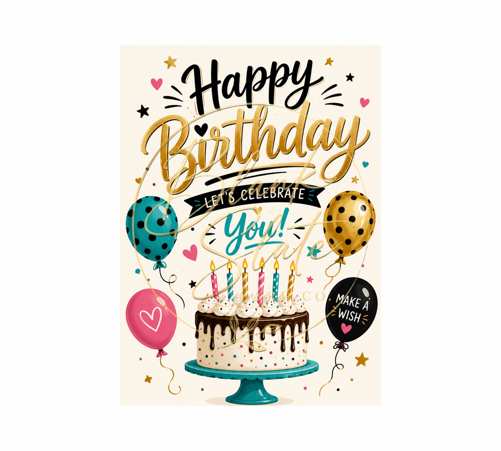 Happy Birthday Let’s Celebrate You | Greeting Card With Envelope | Blank 5x7 Card