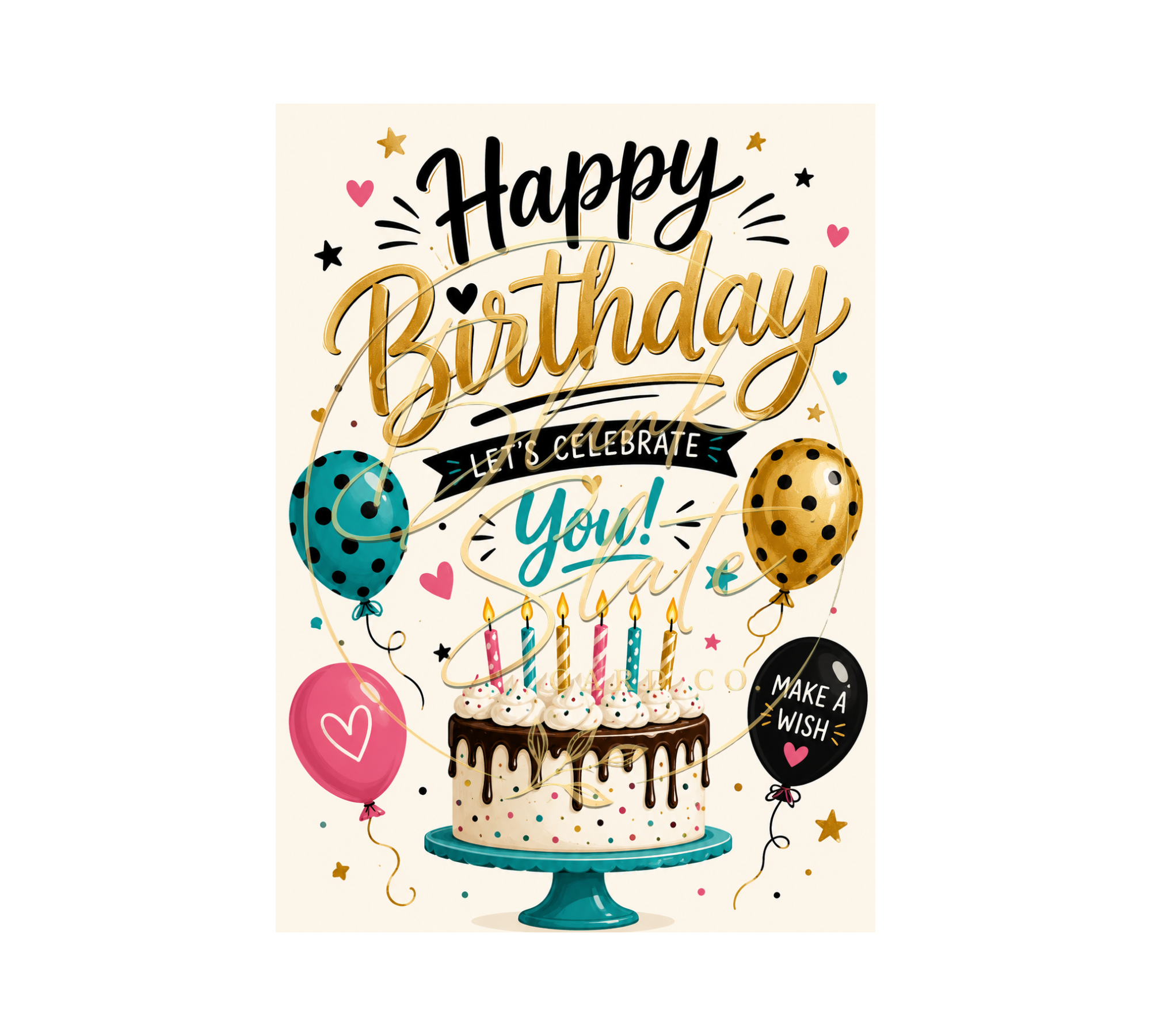 Happy Birthday Let’s Celebrate You | Greeting Card With Envelope | Blank 5x7 Card
