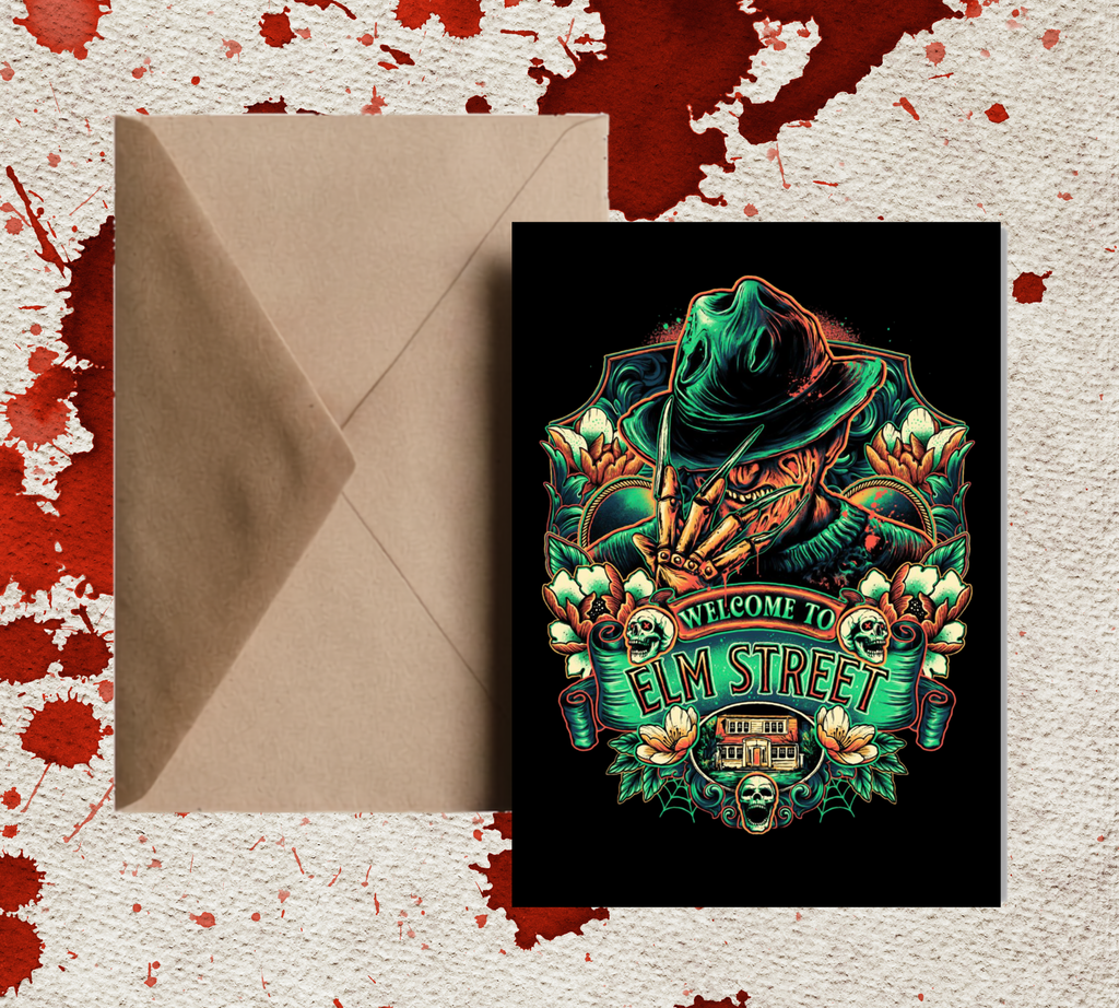Freddy Krueger Horror Legends| Halloween Greeting Card | Blank 5x7 Card With Envelope.