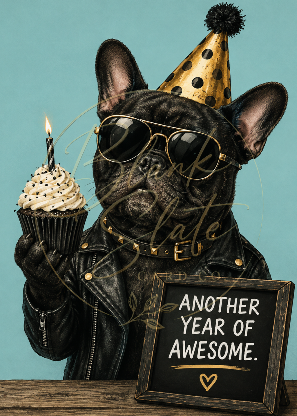 Another Year of Awesome Funny French Bulldog | Birthday Card | Blank 5x7 Card With Envelope