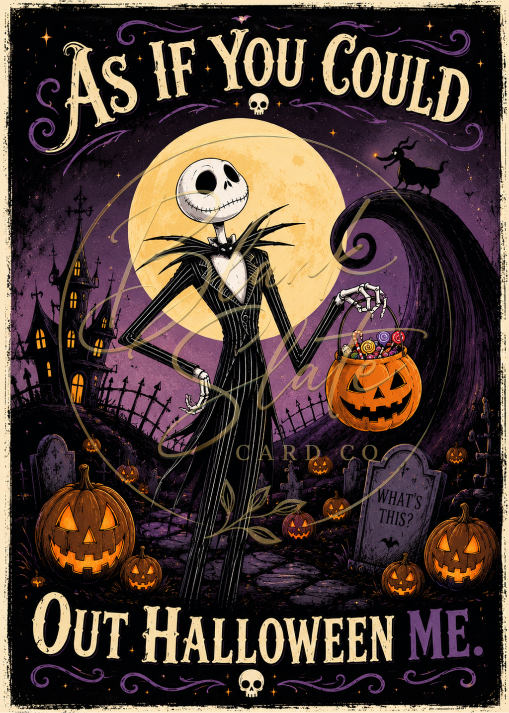 As If You Could Out Halloween Me | Adult Halloween Greeting Card | Funny Spooky Skeleton Stationery | Blank 5x7 Card With Envelope