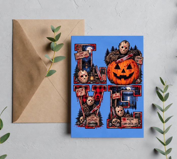 Spooky LOVE | Horror Lover Greeting Card | Blank 5x7 Card With Envelope