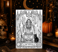 The Witch Halloween Coloring Card – Tarot-Inspired Witch Greeting Card | 5x7 Adult Coloring Card