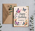 Beautiful Soul floral birthday greeting card mockup with kraft envelope
