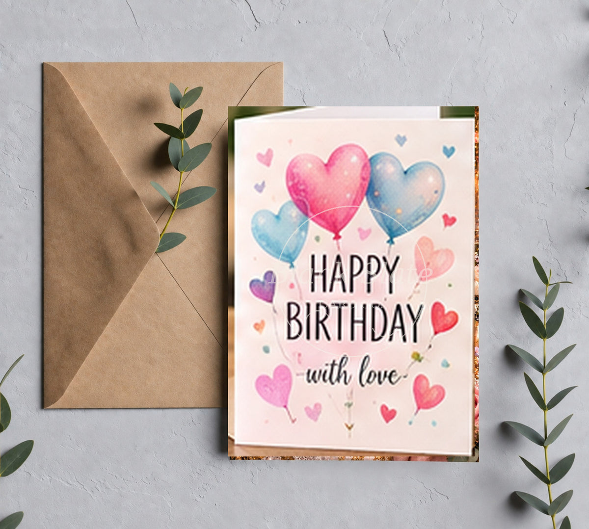 Birthday with love greeting card with Blank Slate Card Co. watermark
