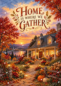 Family enjoying Thanksgiving with Home Is Where We Gather greeting card