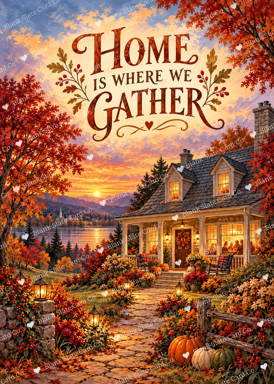 Family enjoying Thanksgiving with Home Is Where We Gather greeting card