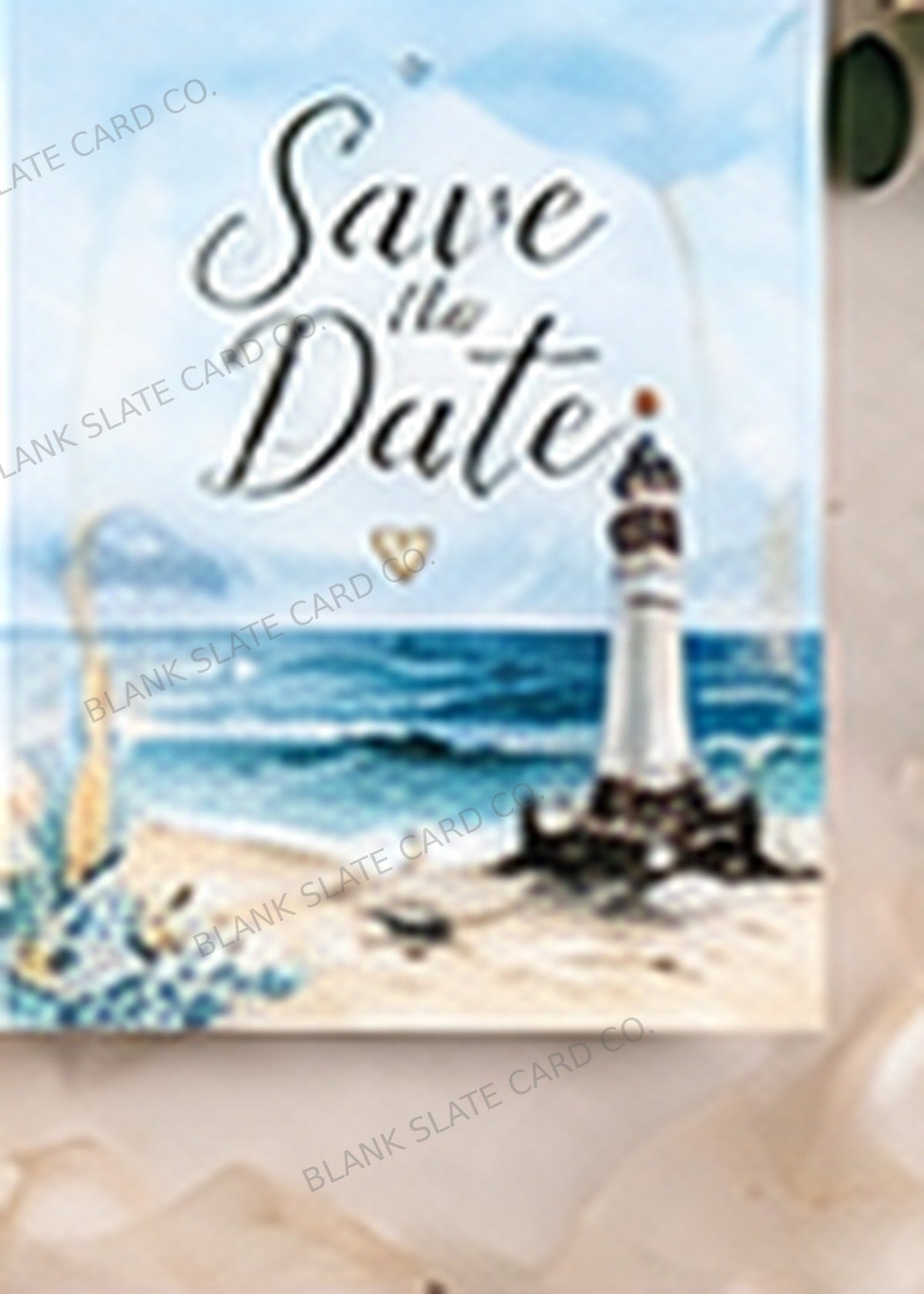 Coastal Lighthouse Save the Date Card watermarked card graphic