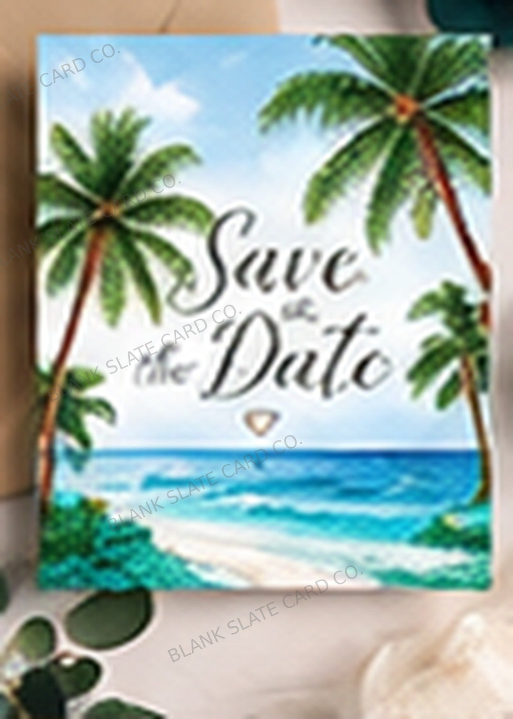 Tropical Paradise Save the Date Card watermarked card graphic