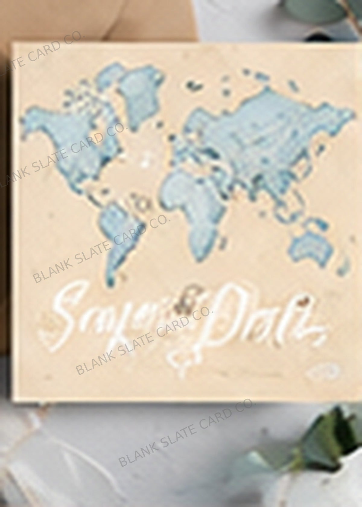 Destination Map Save the Date Card watermarked card graphic