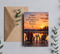 Today We Pause and Appreciate All That Matters lake sunset Thanksgiving greeting card with brown kraft envelope